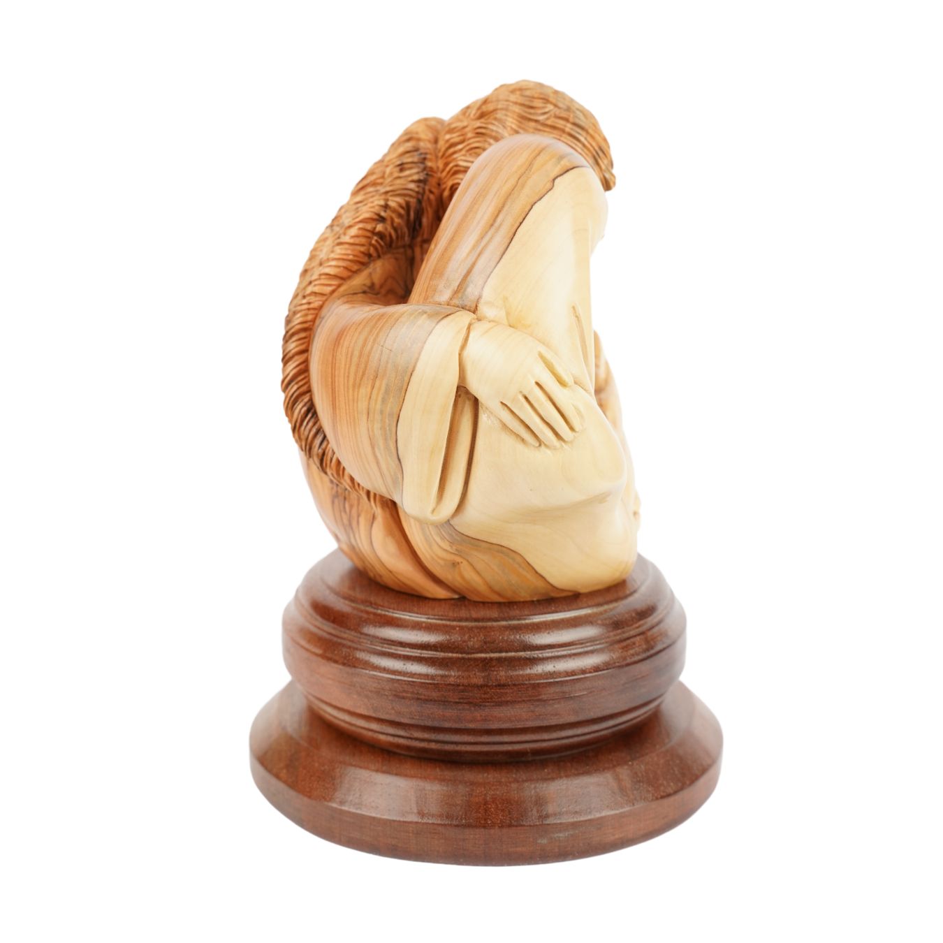 Heilige Familie im Kreis der Liebe – Handgeschnitzte Olivenholzskulptur aus Bethlehem (21 cm)
