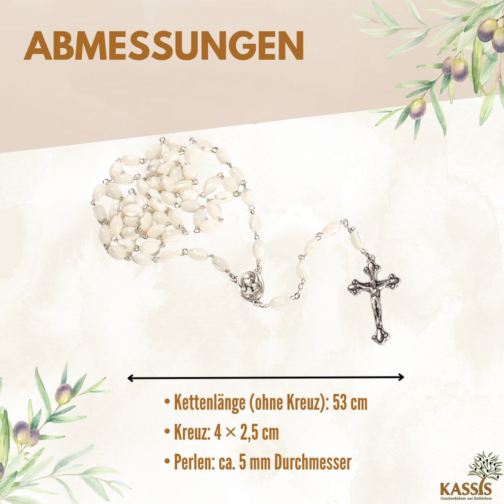 Rosary with oval mother-of-pearl beads