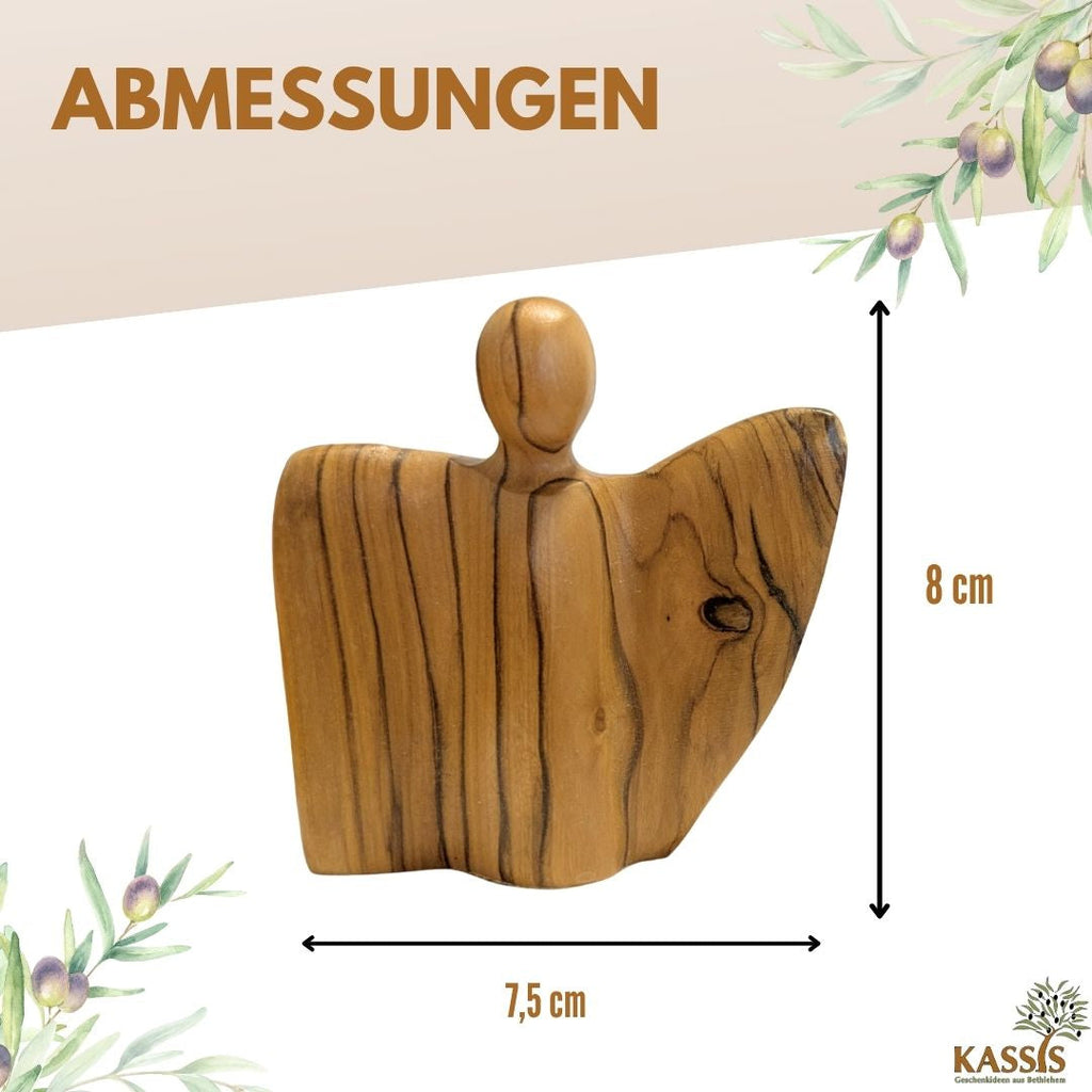 Winged angel figurine made of olive wood - manufactured in Bethlehem