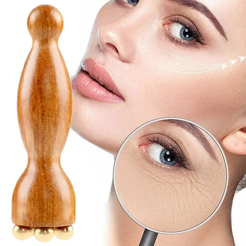 Masajeador de Madera Premium para Contorno de Ojos.