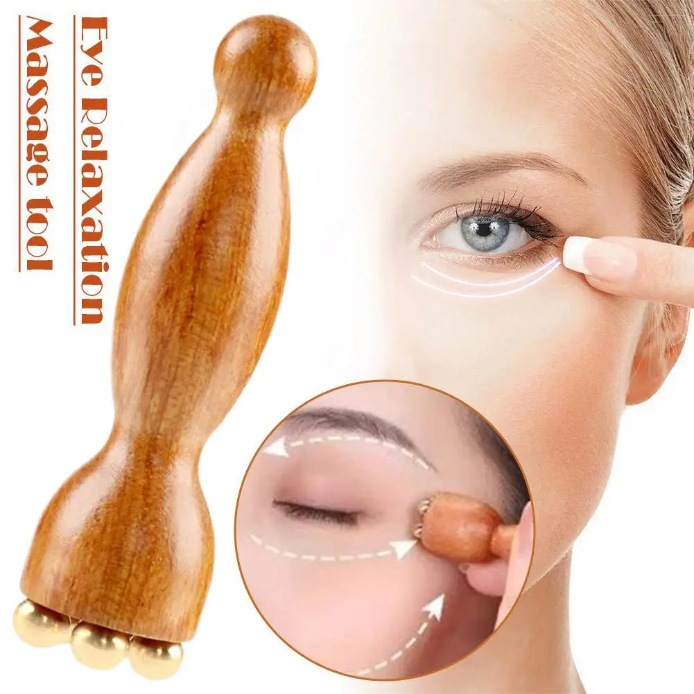 Masajeador de Madera Premium para Contorno de Ojos.