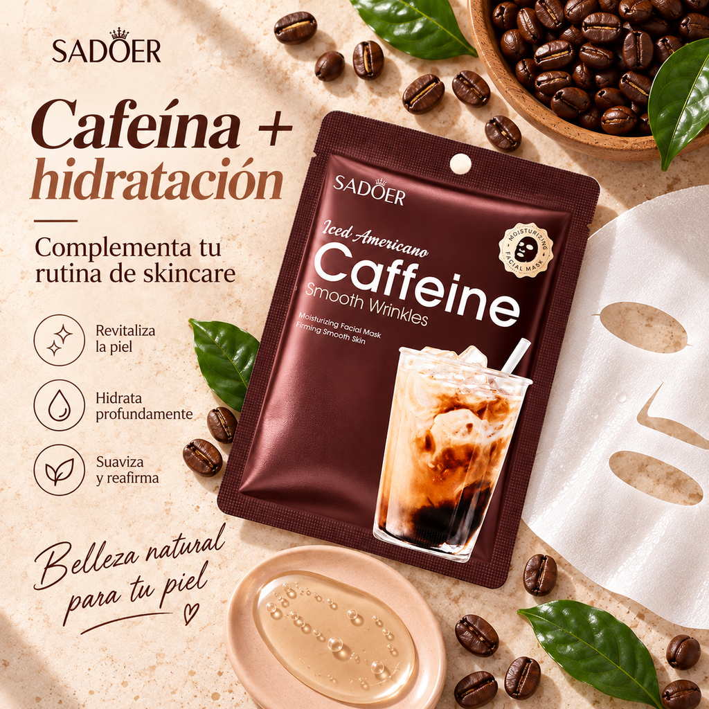 mascarilla facial de cafeína hidratante y revitalizante